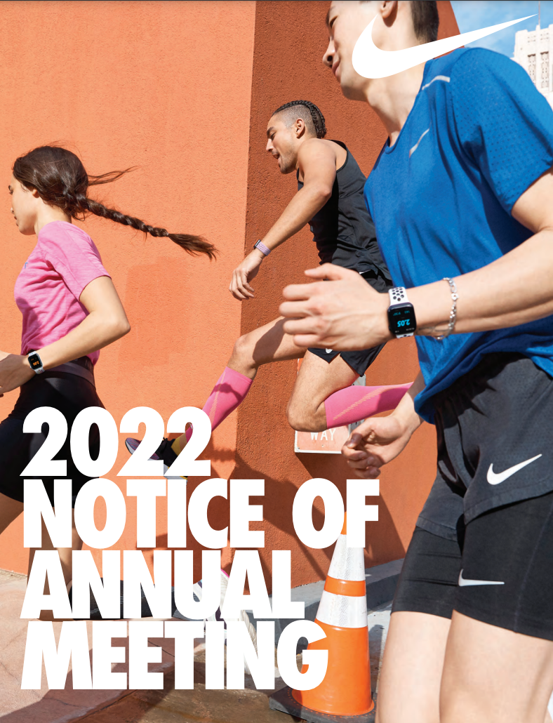 Nike's annual report cover (proxy statement)