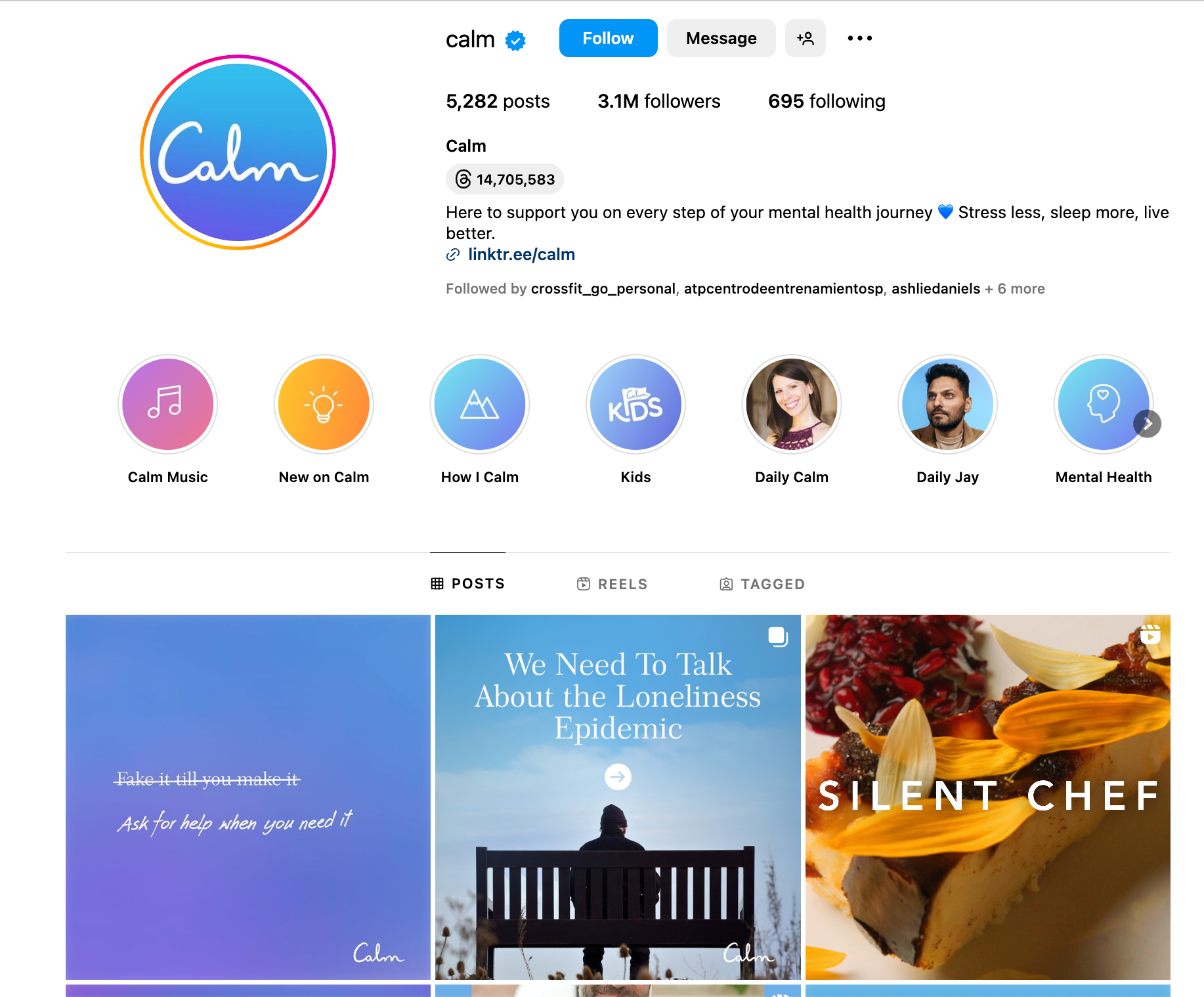 calm app on instagram