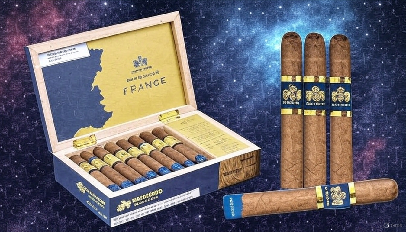 An artistic representation of the legacy of Macanudo Emissary with blurred cigars in the background.
