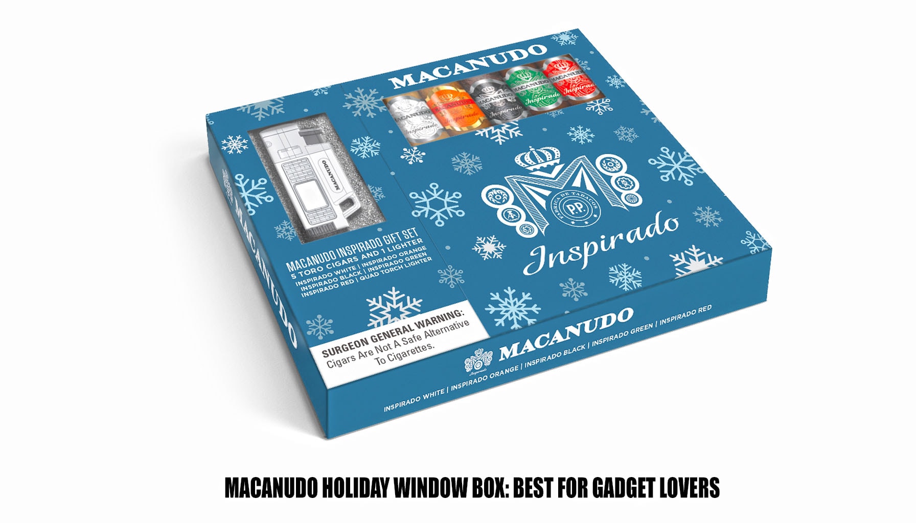 A stylish Macanudo holiday window box filled with premium cigars.