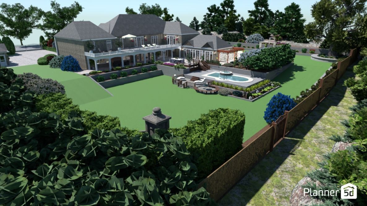 render de jardín 3d, planner 5d