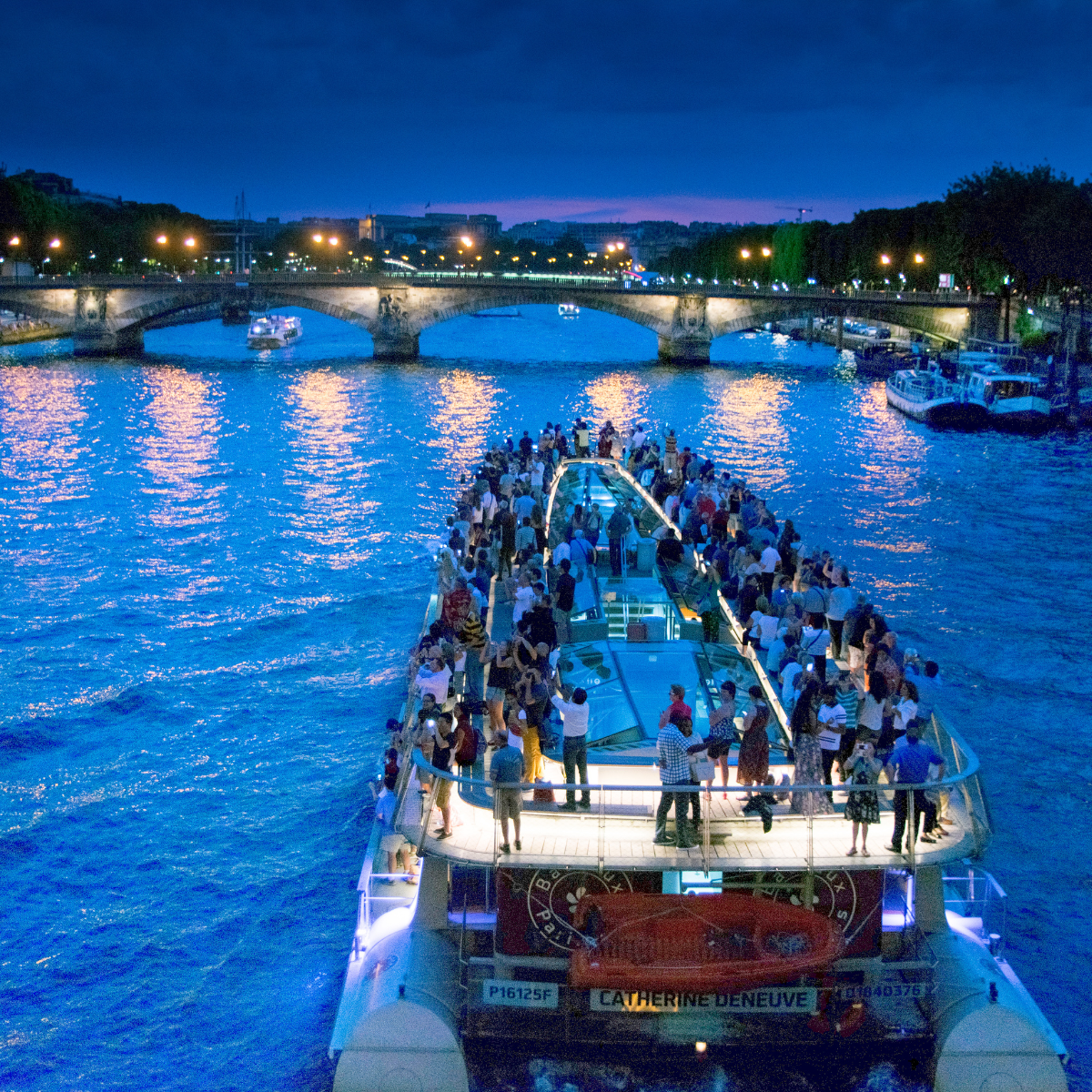 River cruise at night in Paris