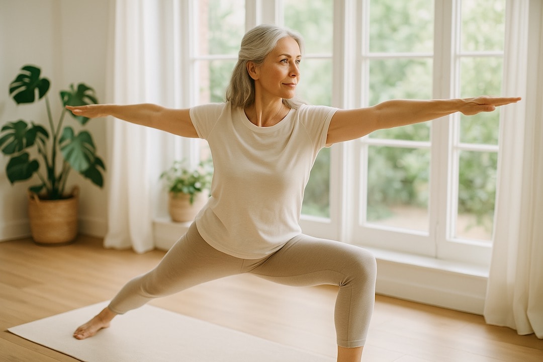 midlife woman practising yoga