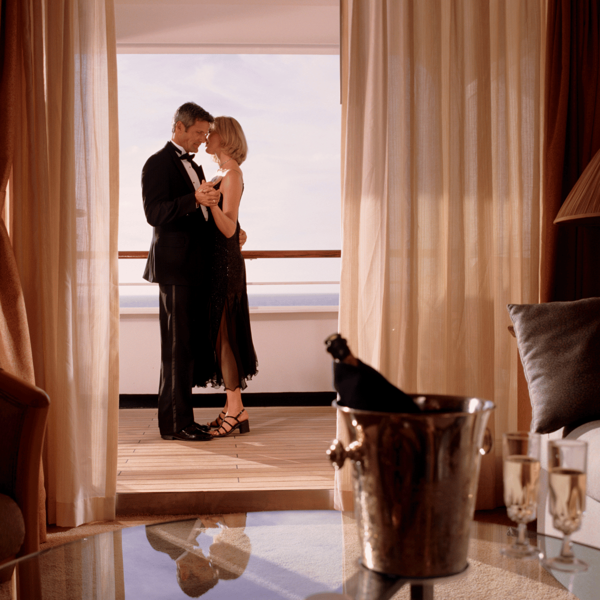Couple in a cruise cabin