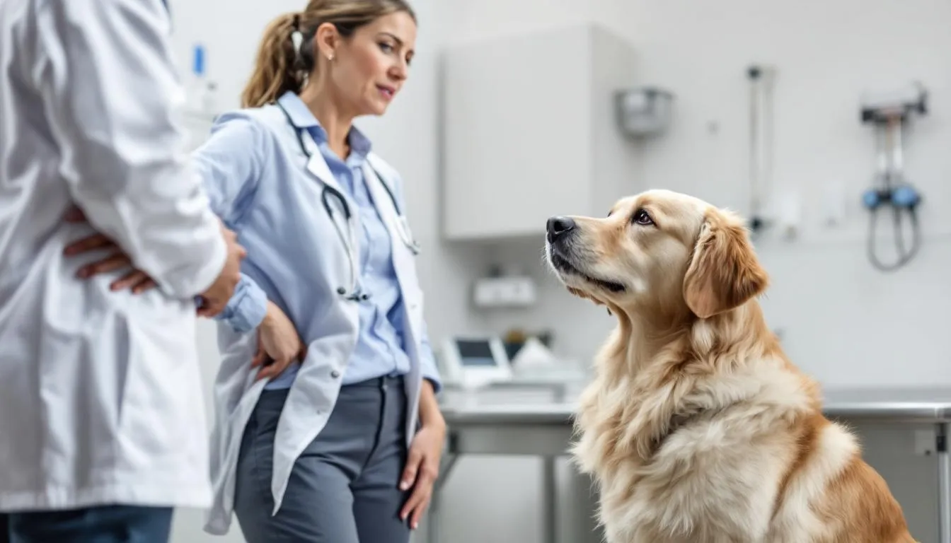 A concerned dog owner is discussing their pet