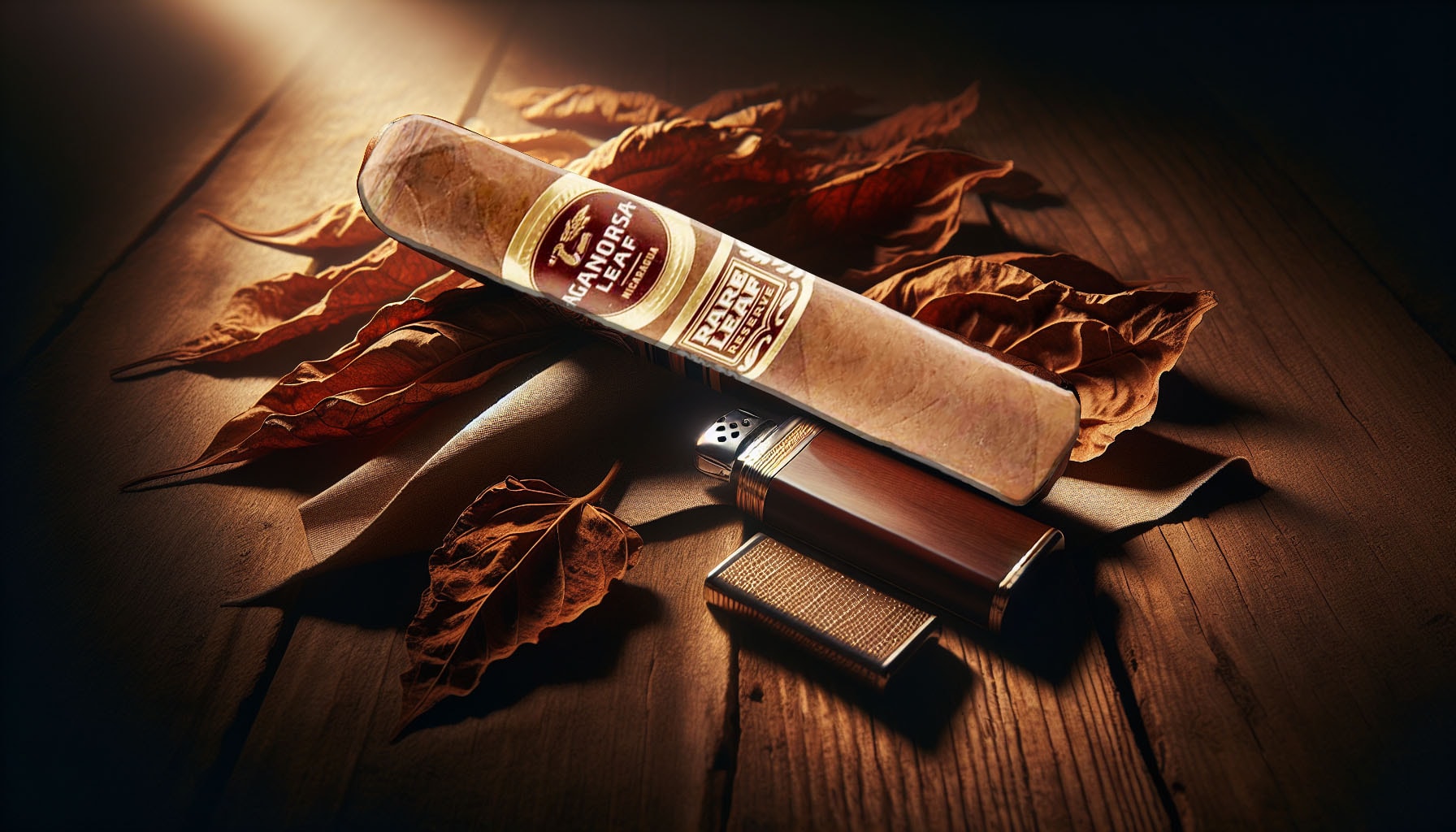 A vibrant illustration of an Aganorsa Leaf Aniversario Corojo cigar.