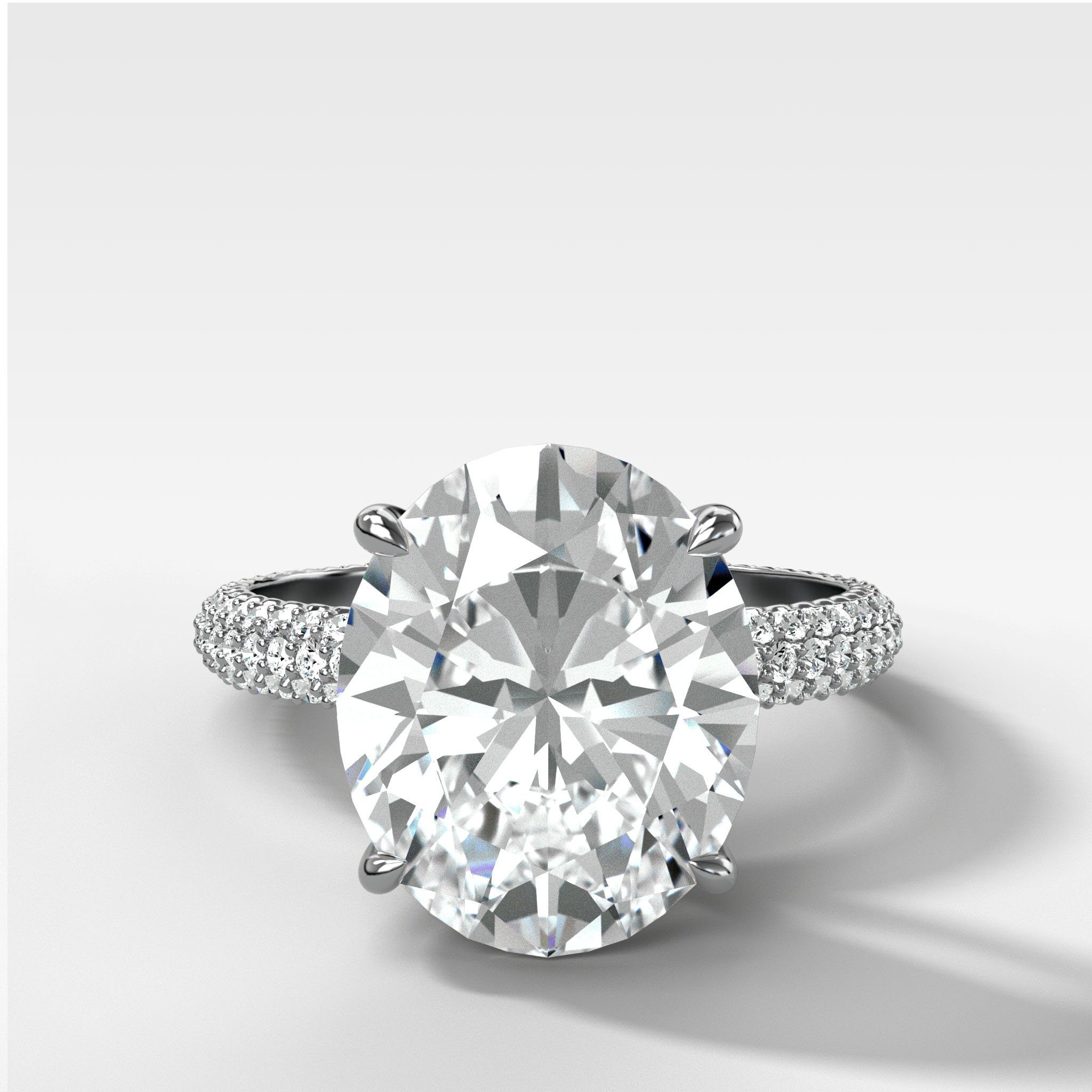 GOODSTONE Triple Row Pavé Engagement Ring With Oval Cut Diamond