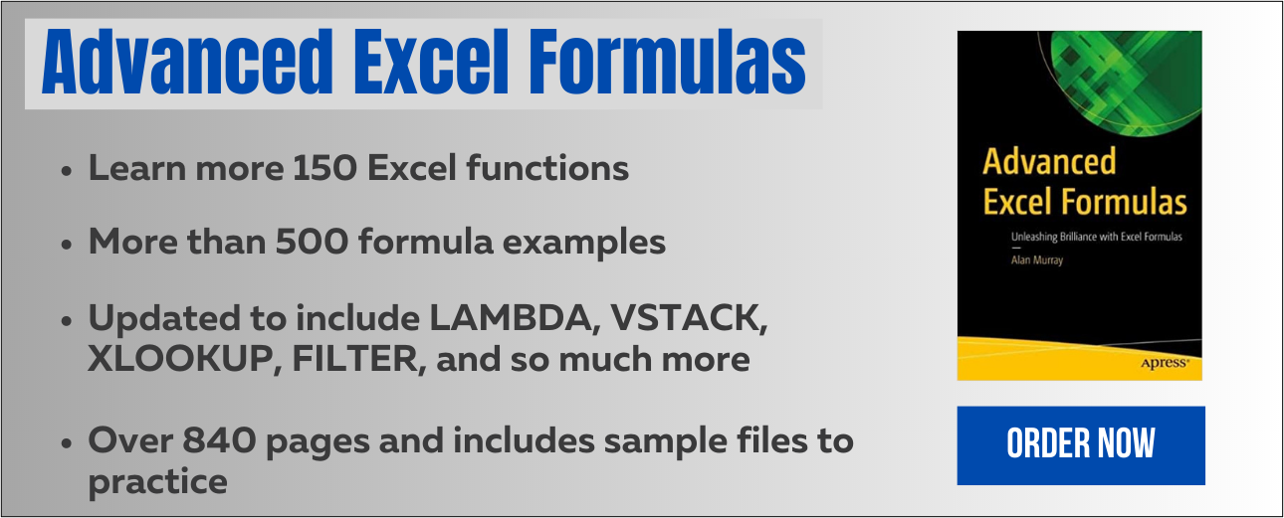 Advanced Excel Formulas book by Alan Murray