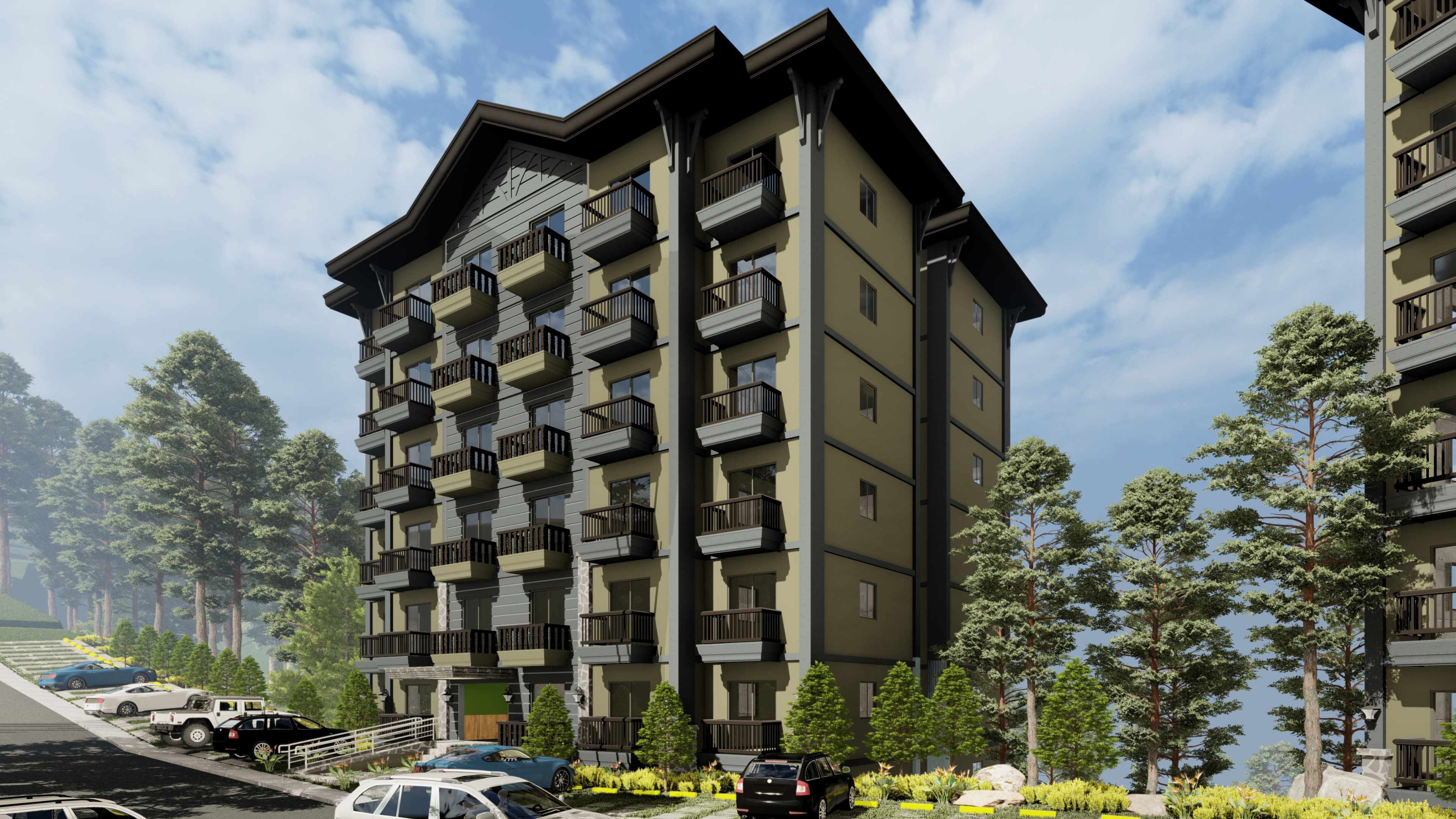 Facade of Alpine Villas | New developments of Crosswinds | one bedroom prime luxury condo in tagaytay