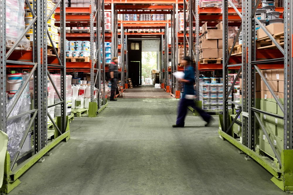 Warehouse workers taking care of logistics and their jobsite is covered by multicast paging.