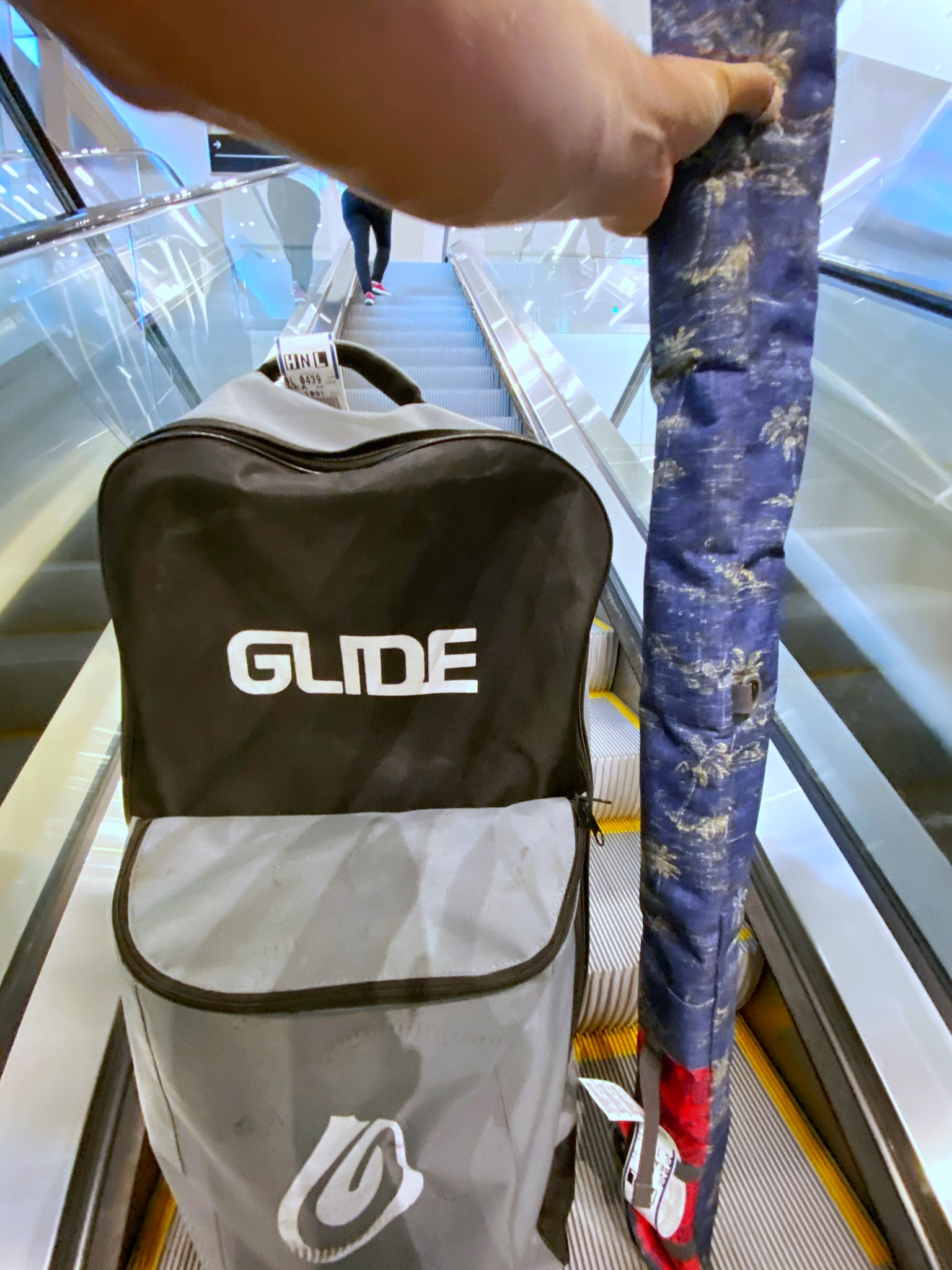 inflatable paddle board in a backpack