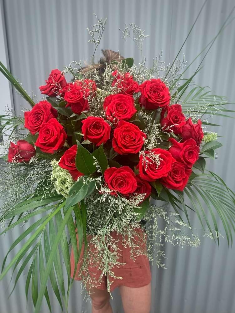 wedding anniversary bouquet and anniversary gift for wedding, red colour flowers two dozen roses from Thornton Bros Roses thirlmere