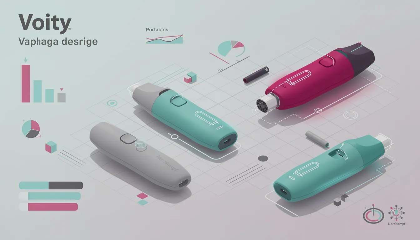 Der Voity Vaporizer von Norddampf zeigt ein modernes und ergonomisches Design, ideal für unterwegs.