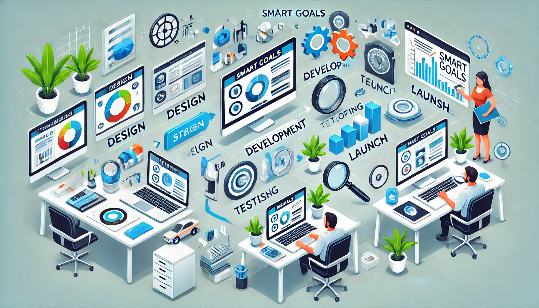 Proceso de diseño web con objetivos SMART en cada etapa. | PosicionaDigital