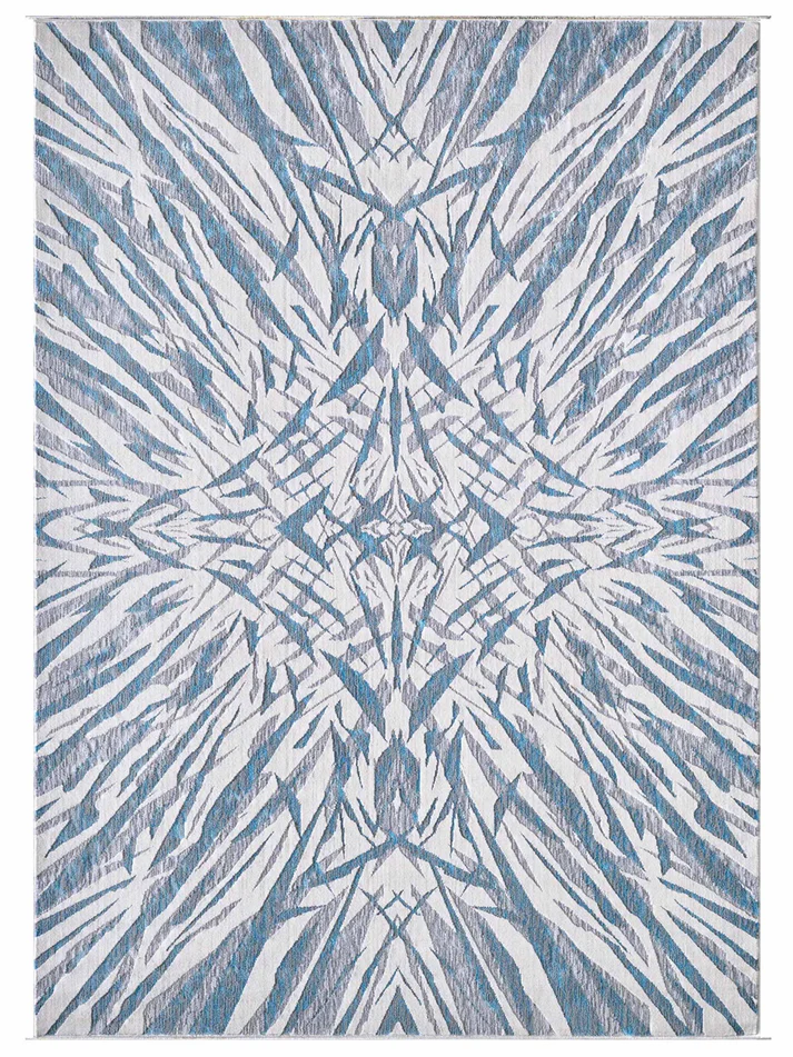 KAS LUNA 7144 Ivory Blue Transitional Machinemade Rug