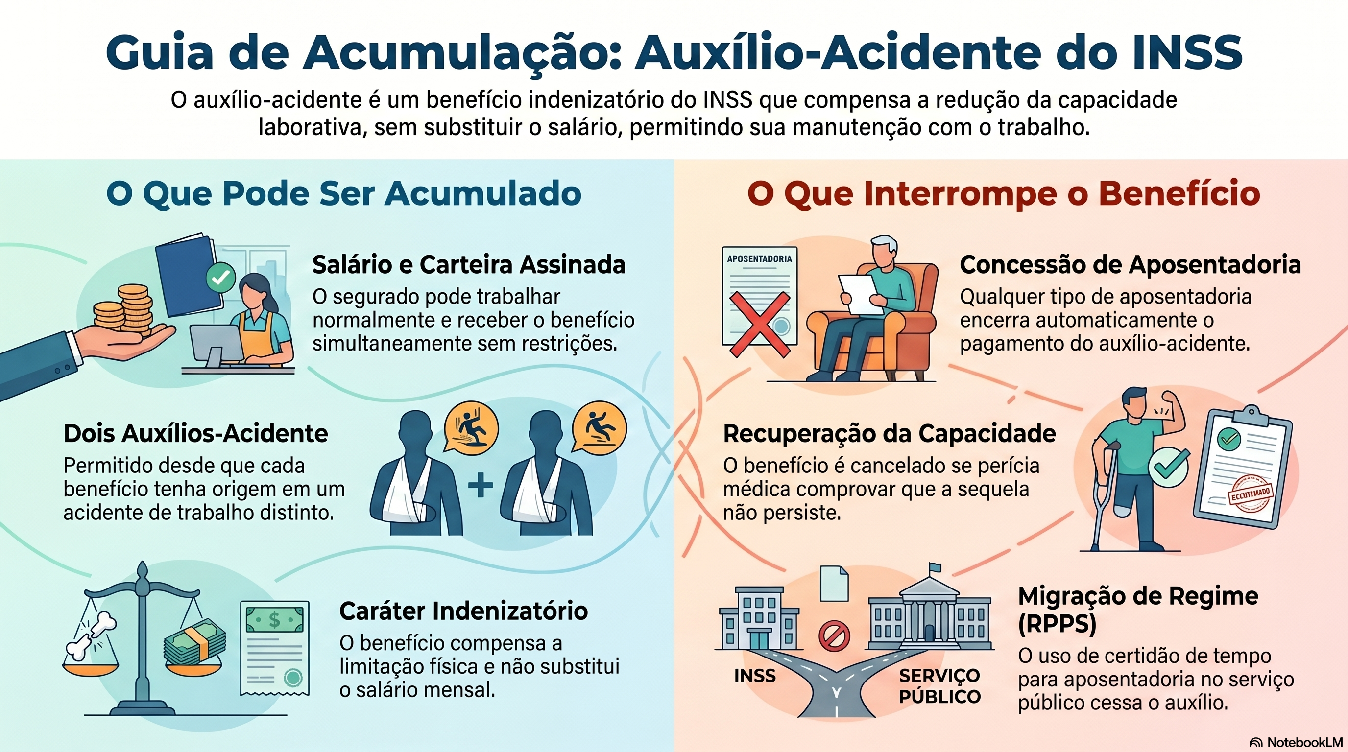 Quais benef&iacute;cios do INSS podem ser acumulados com o aux&iacute;lio-acidente?