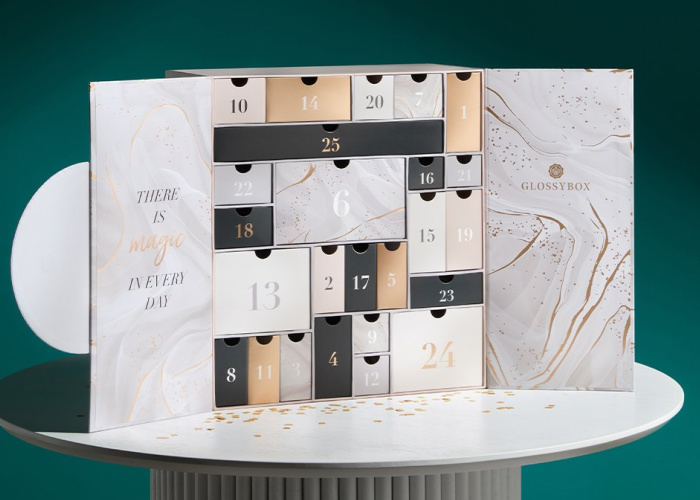 Glossybox Advent Calendar 2023 filled with luxury products.