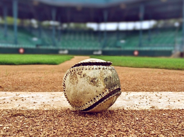 old baseball on a baseball field