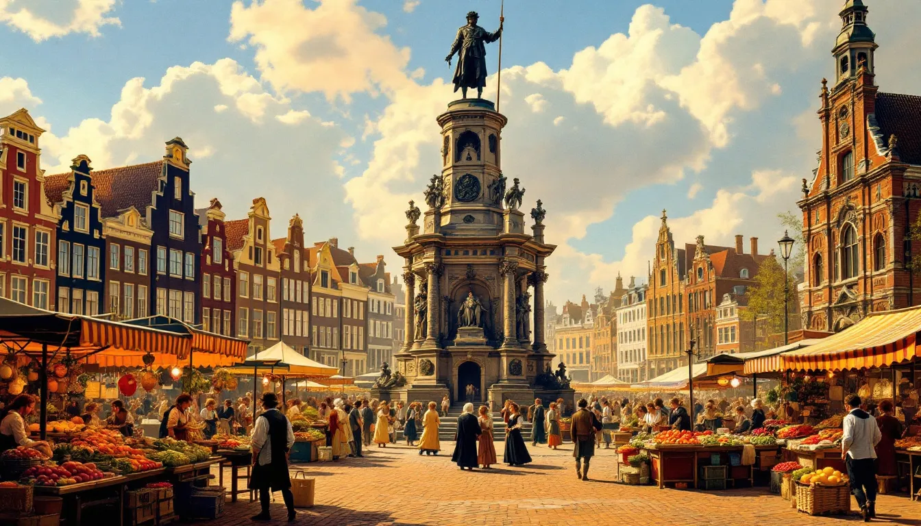 The National Monument in Dam Square, commemorating historical events.