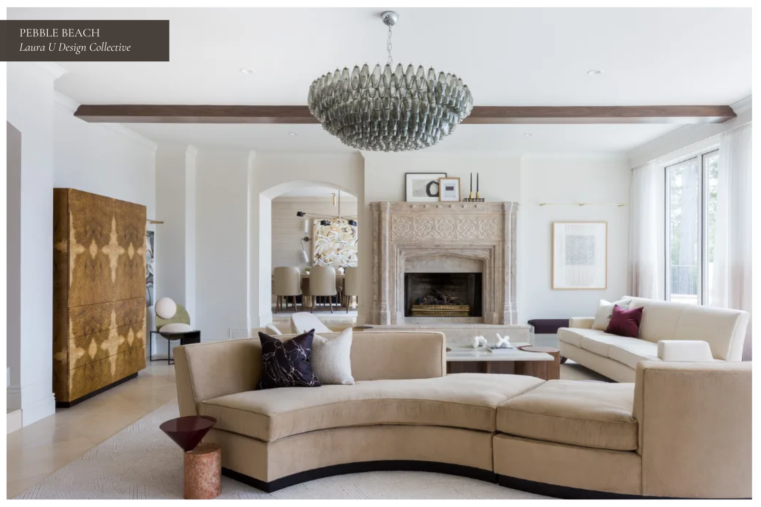 A Lara Bohinc chair and other pieces in this Pebble Beach living room