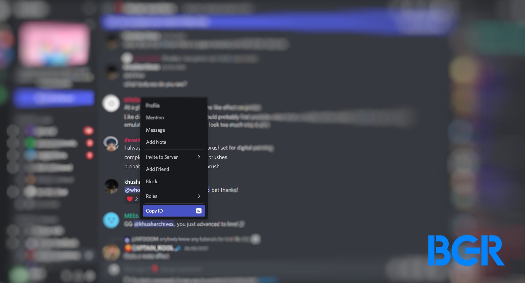 Copy ID on Discord user