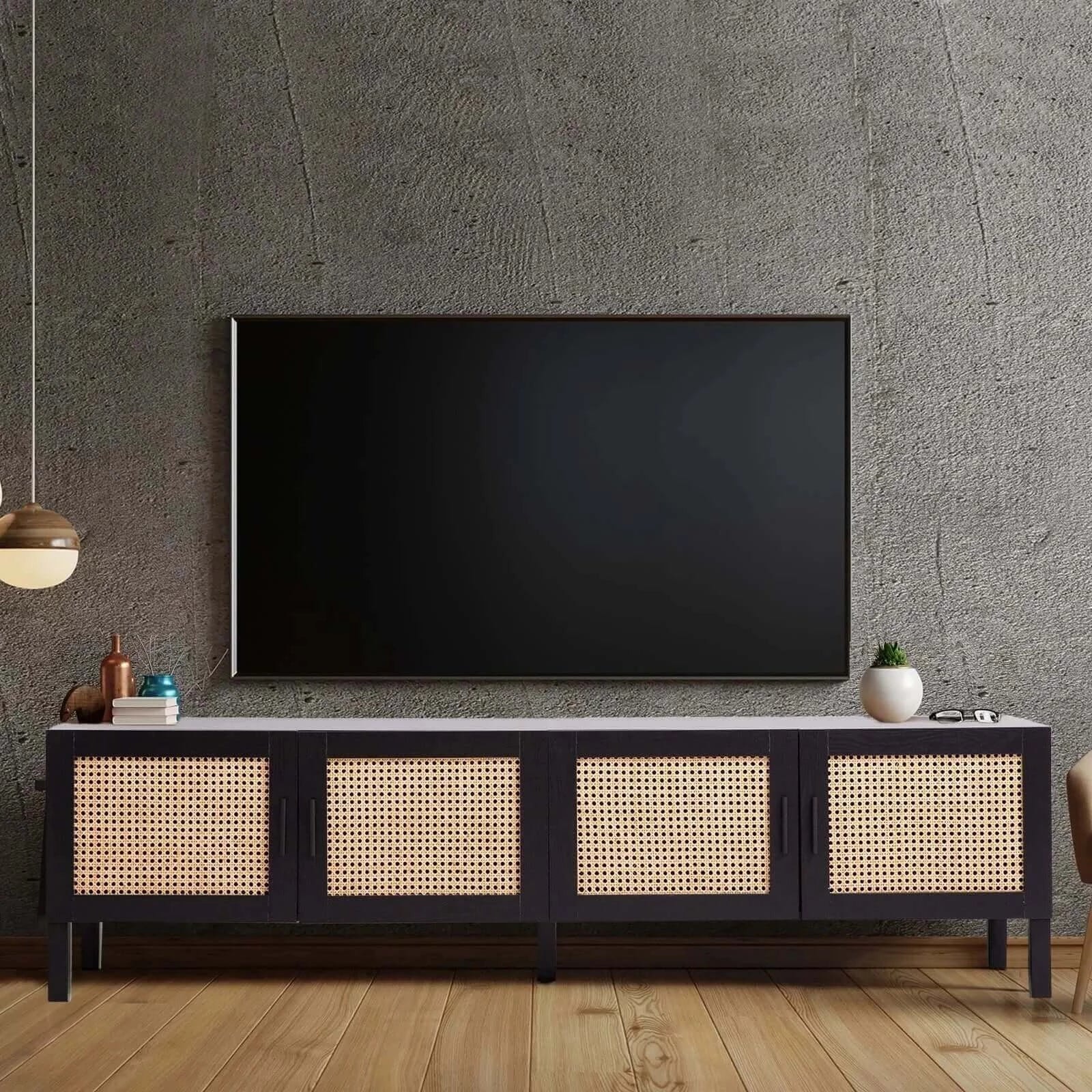 Various TV units displayed in a living space