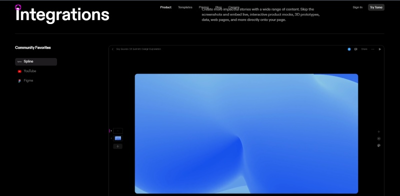 screenshot of tome's integrations