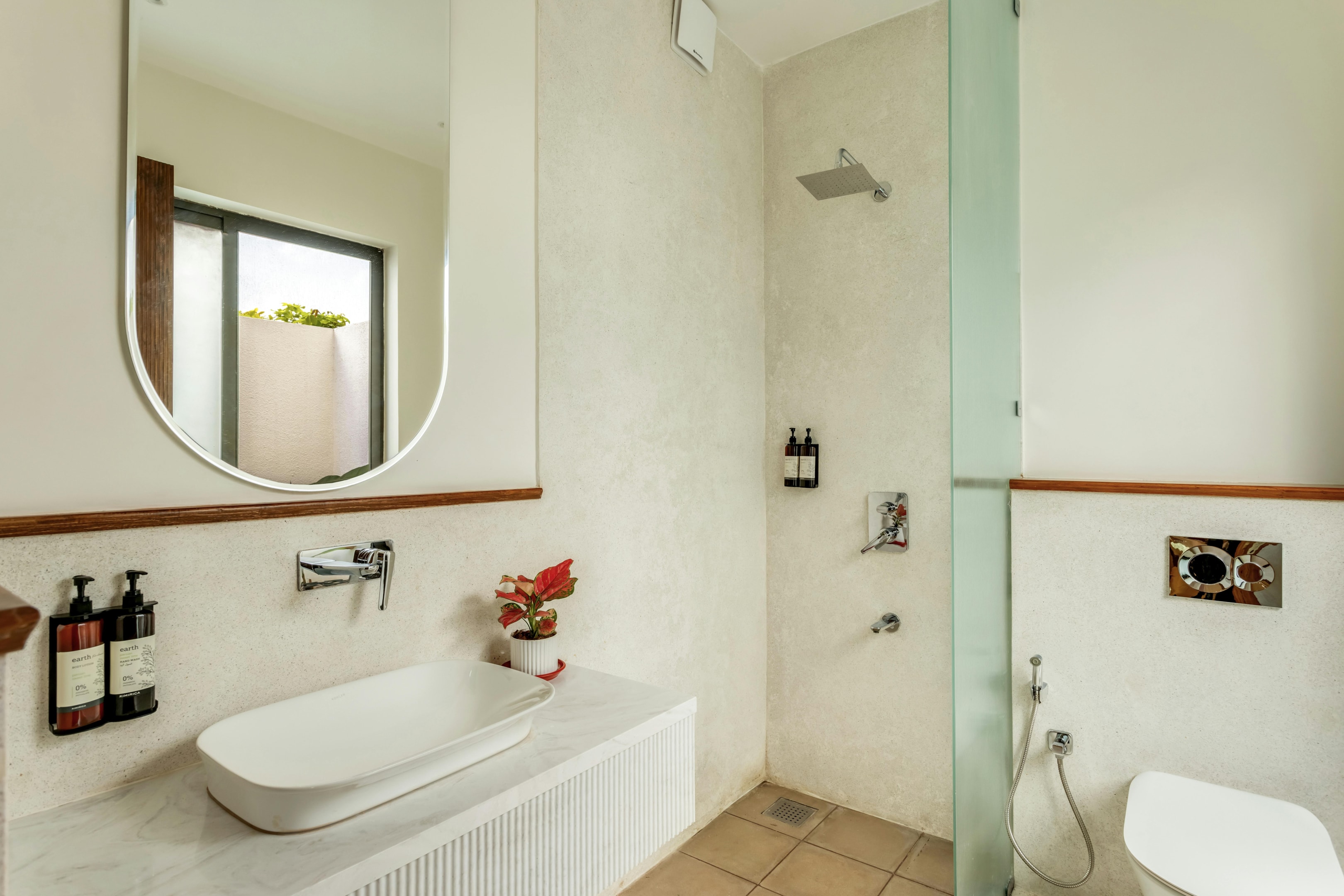 Minimalist design bathroom at airbnb.