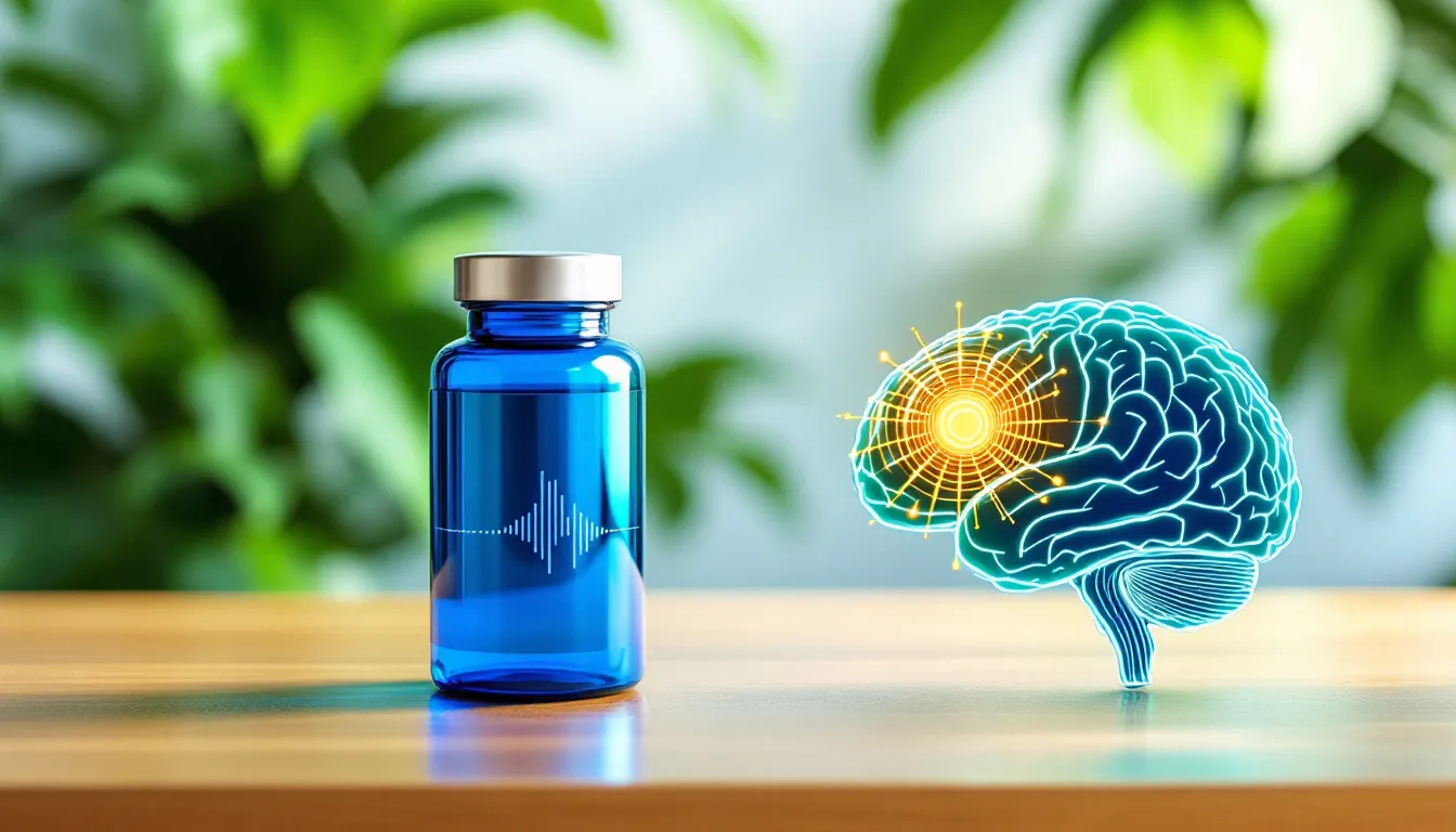 Top Supplements That Boost Brain Function: What You Need to Know 1 A bottle of fish oil supplements on a wooden table, with a blurred background of leafy greens.