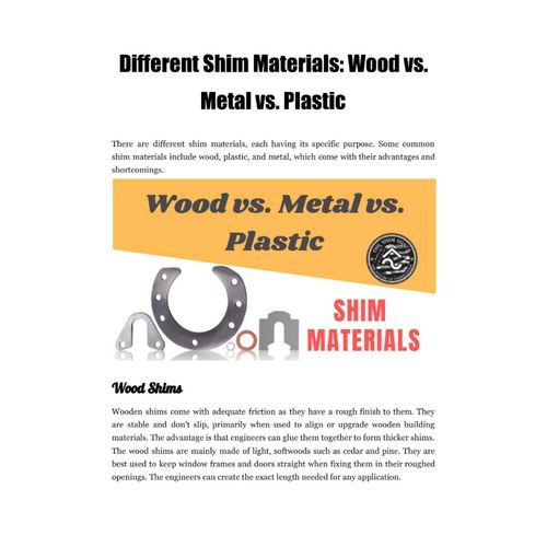 Comparison of wooden, plastic, and metal shims for different applications
