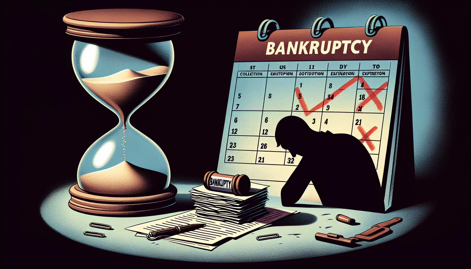 Illustration of a person filing for bankruptcy