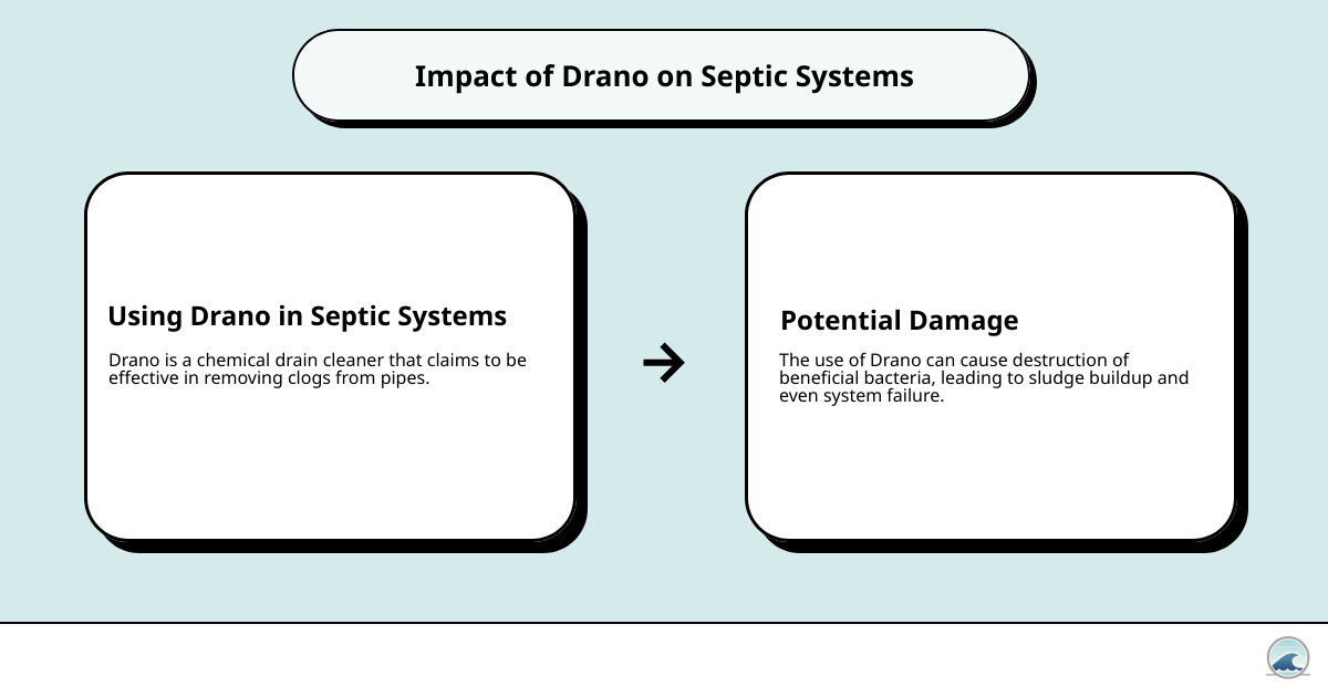 Septic System and Drano Safety - can you use drano with a septic system infographic - drain cleaning chemicals