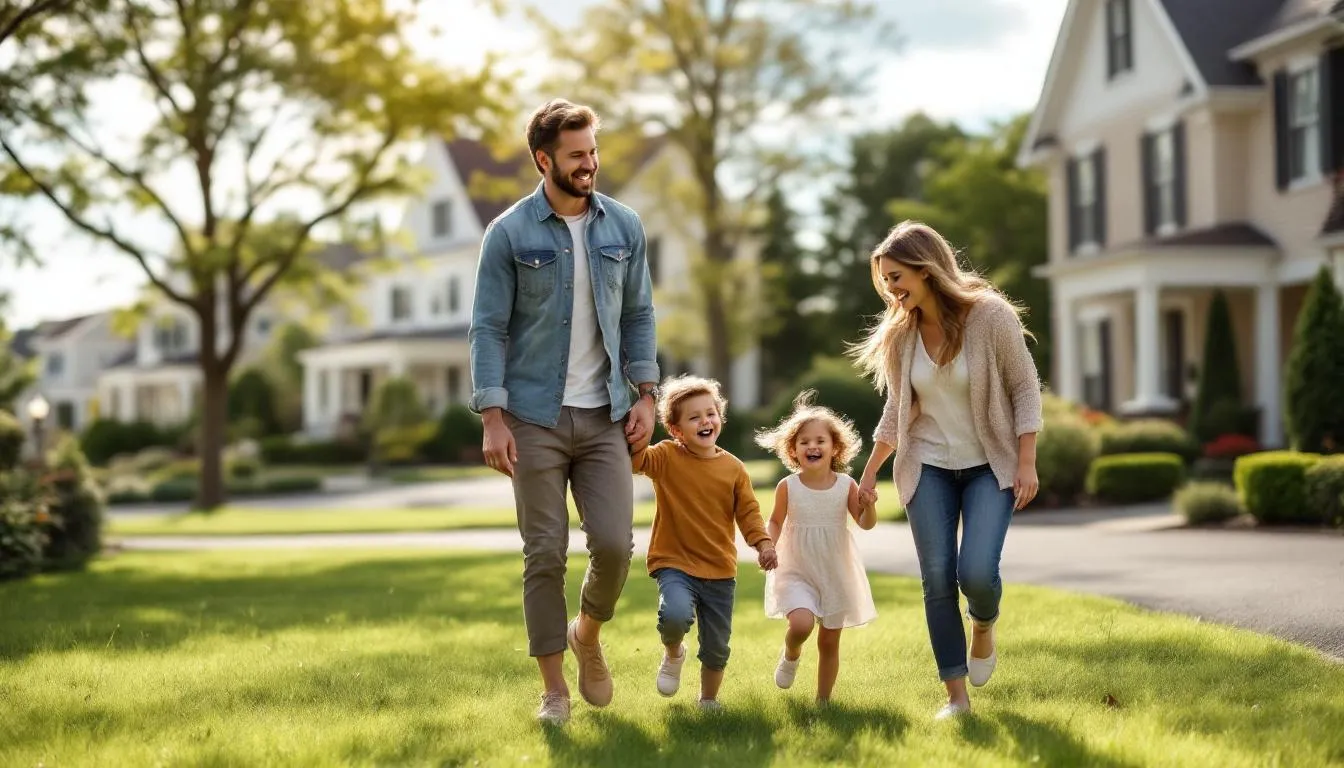 A family enjoying life in Guilford, CT, showcasing the benefits of the community.