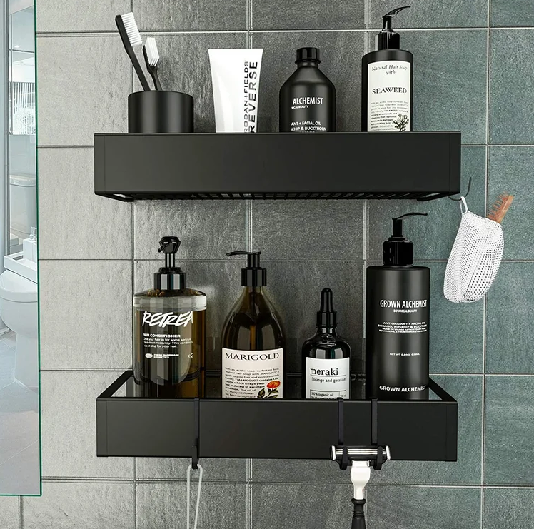 black shower shelves 