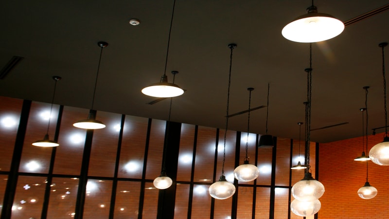 Warm ambient lighting in a modern restaurant 