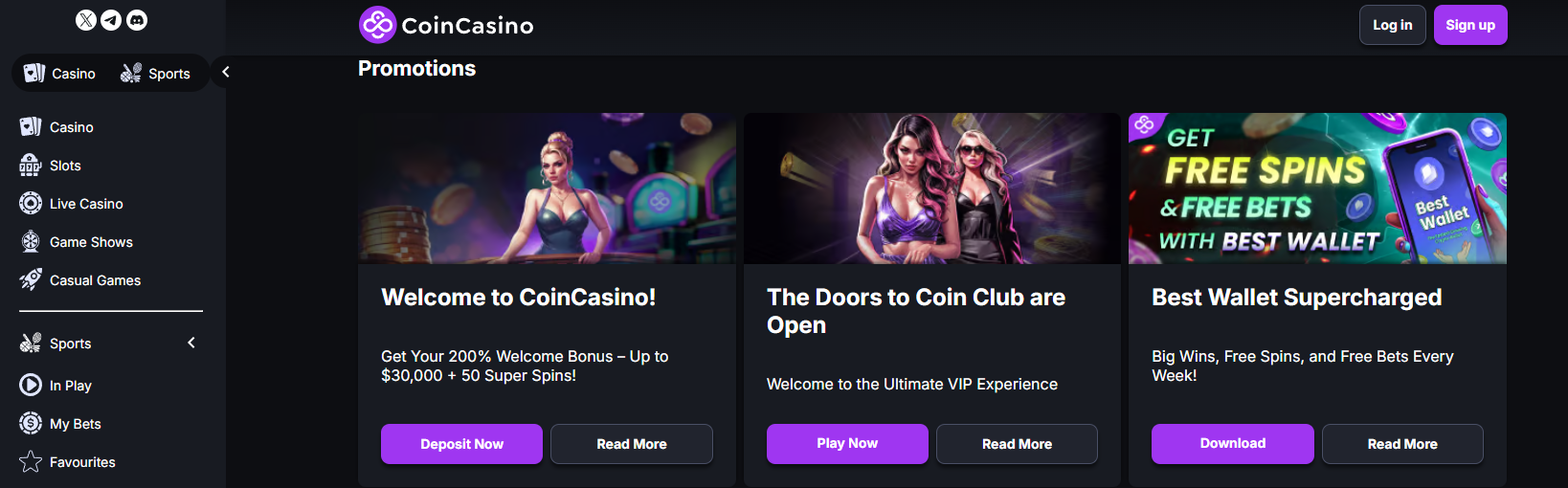 Bonuspagina en aanbod CoinCasino