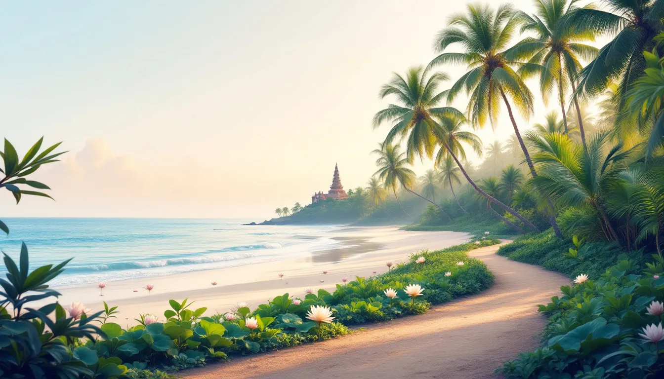 A serene view of a tropical landscape in Bali, symbolizing the journey of breathwork.