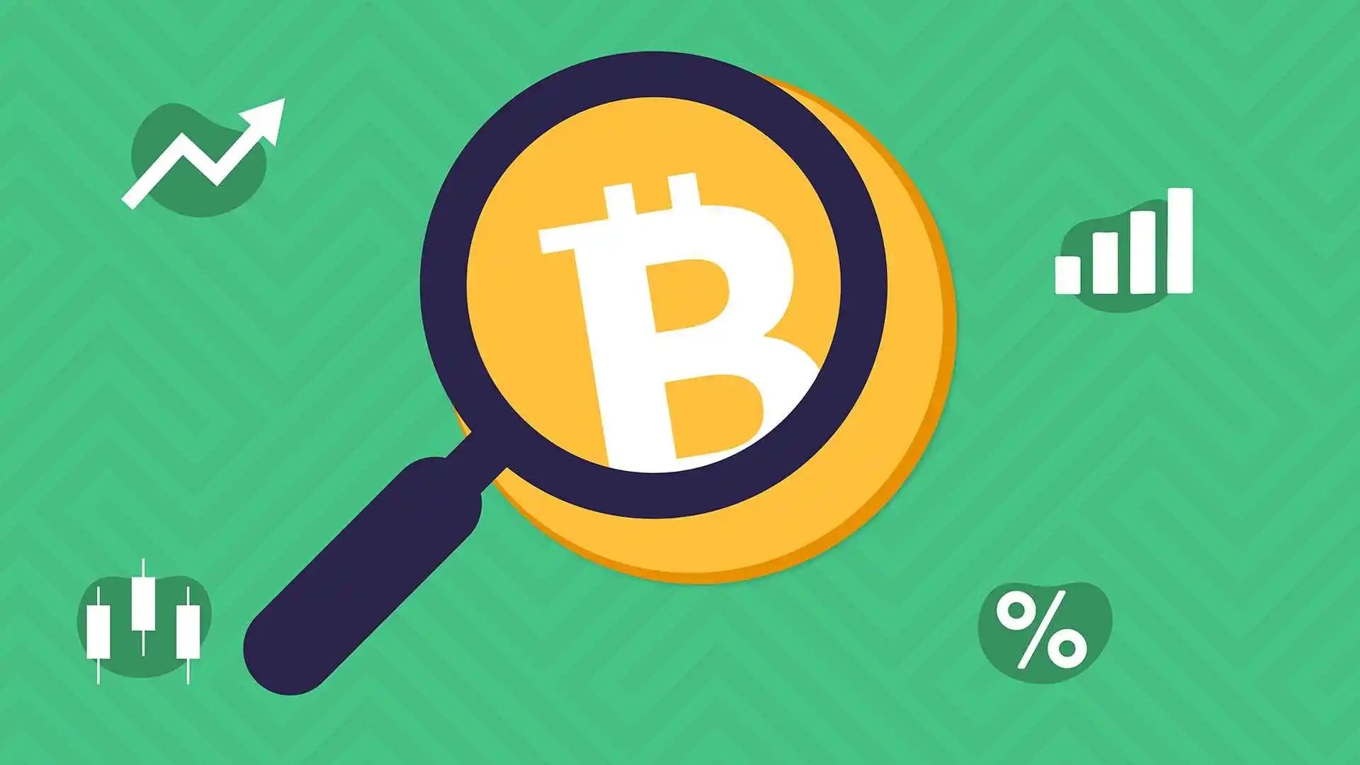 A image of a magnified glass researching Bitcoin.