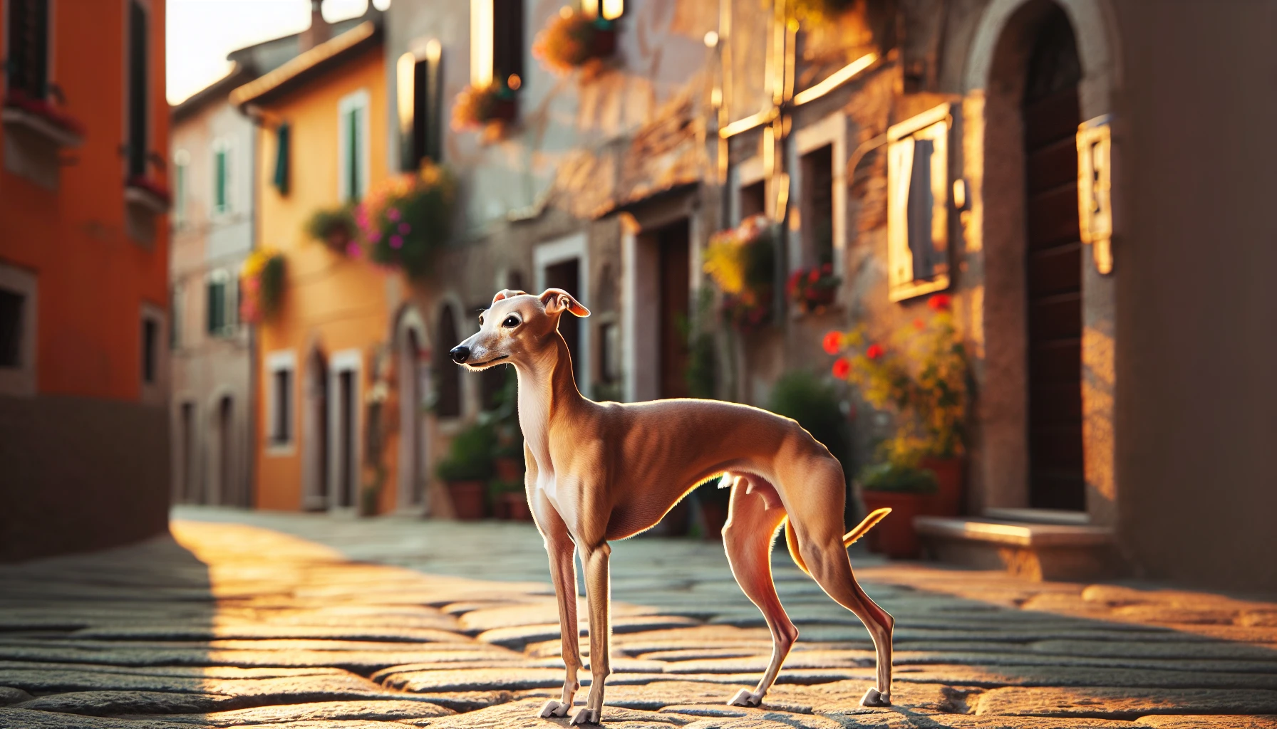 Illustration of a graceful Italian Greyhound standing elegantly