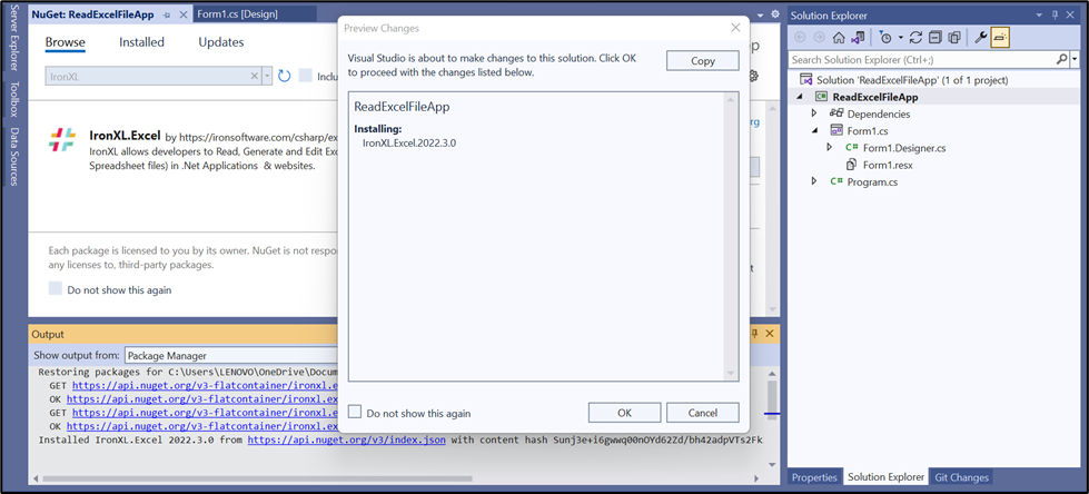 IronXL NuGet package