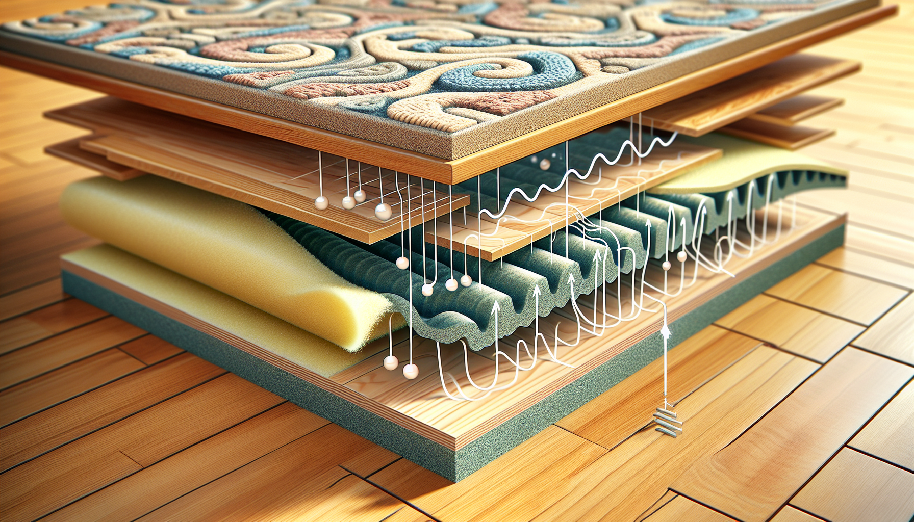 Illustration of adding acoustic underlay to existing floors