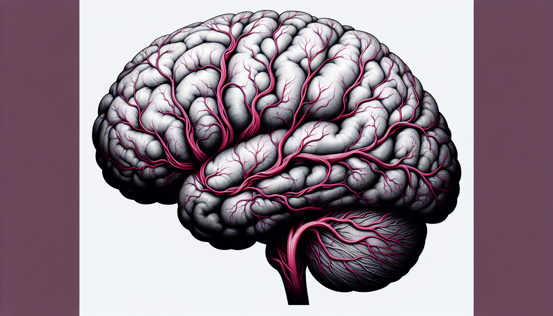 Ilustración de un cerebro con flujo sanguíneo disminuido, representando la isquemia cerebral