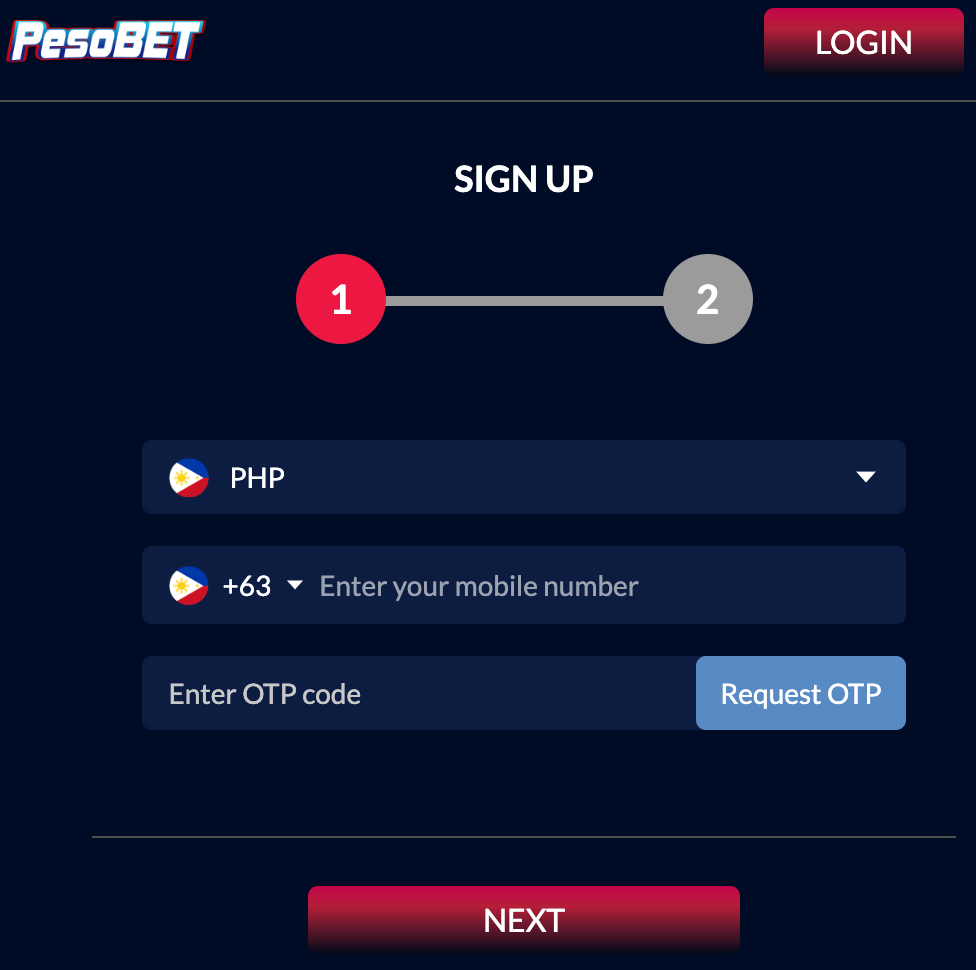 pesobet registration, sign up an account