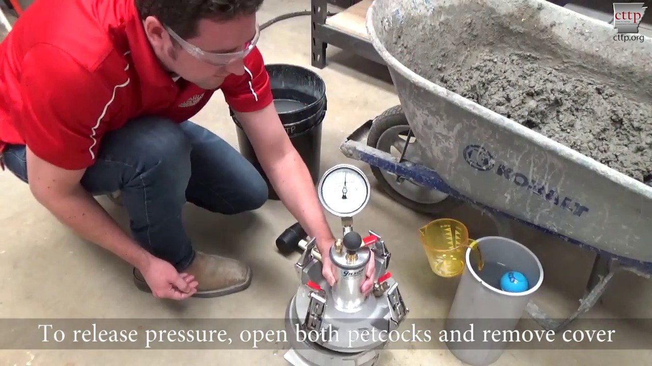 Pressure method concrete air testing process