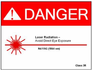 Warning Sign Class 3R laser. Courtesy of https://ehs.princeton.edu/