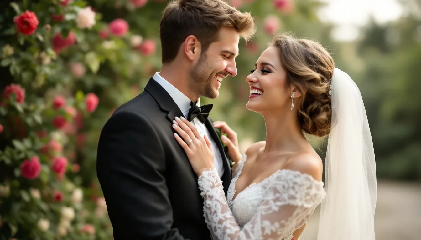 A joyful couple celebrating their wedding day with candid moments captured by a wedding photographer.