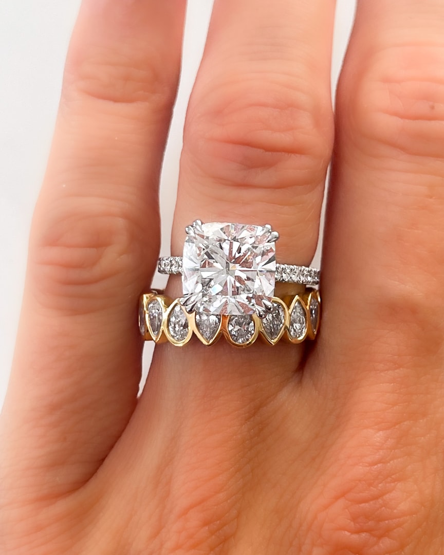 GOODSTONE Signature Pavé Engagement Ring With Cushion Cut Diamond