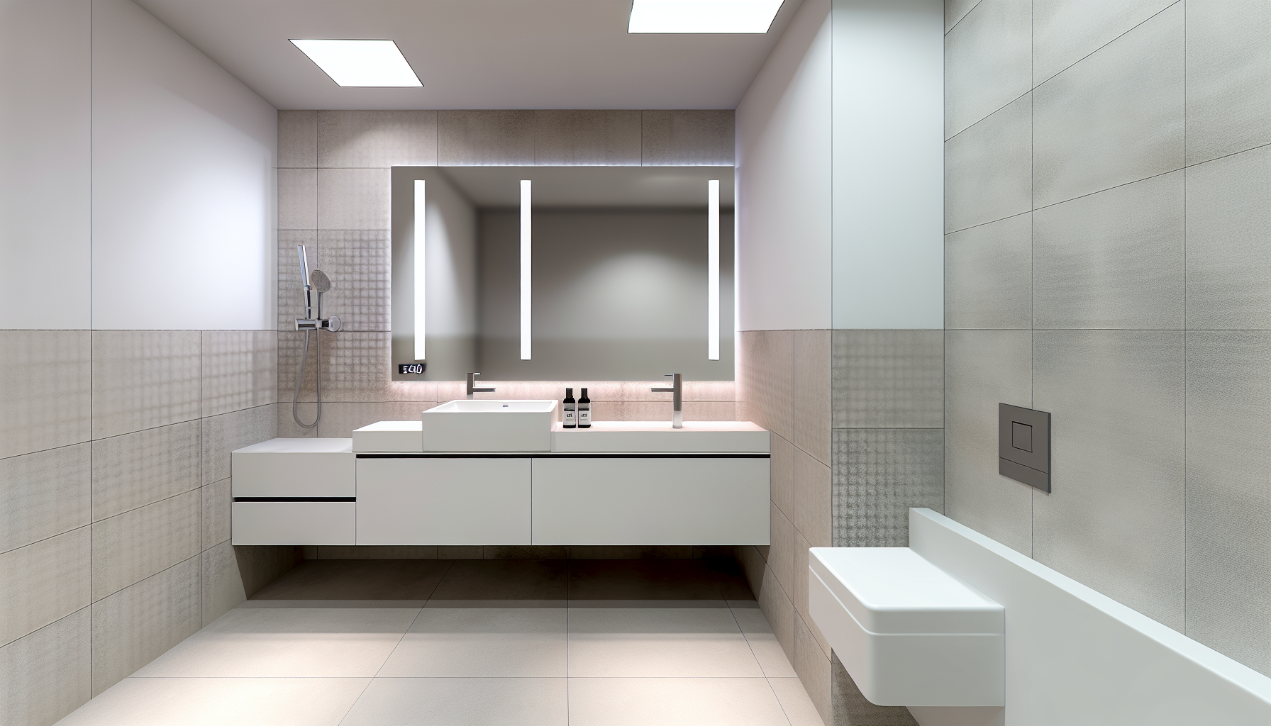 Sleek and contemporary Edge II Range in a bathroom