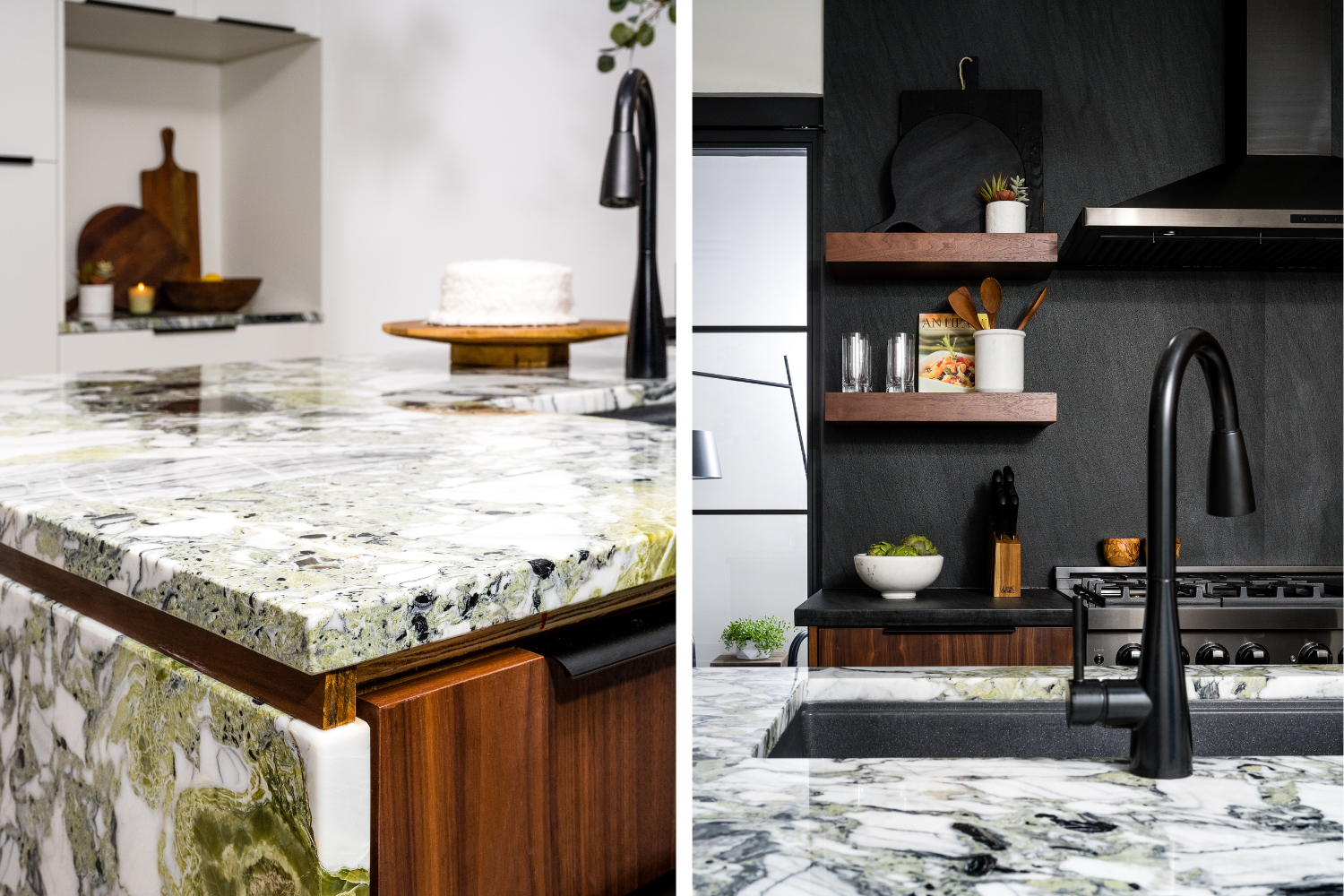 detail photos of the White Beauty marble in RJ Clifton Design + Build's kitchen design