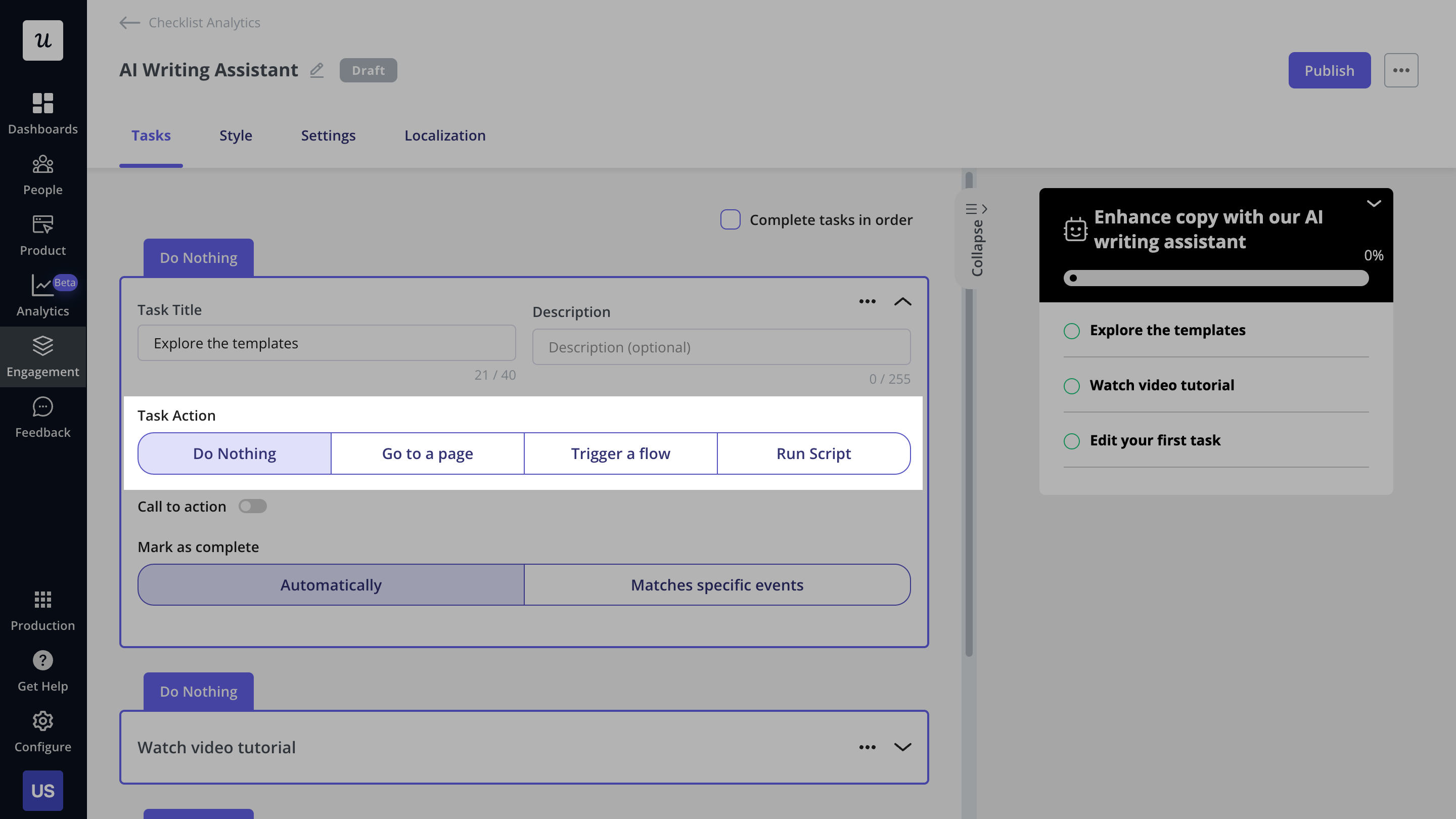 Set dummy tasks in your checklists with Userpilot